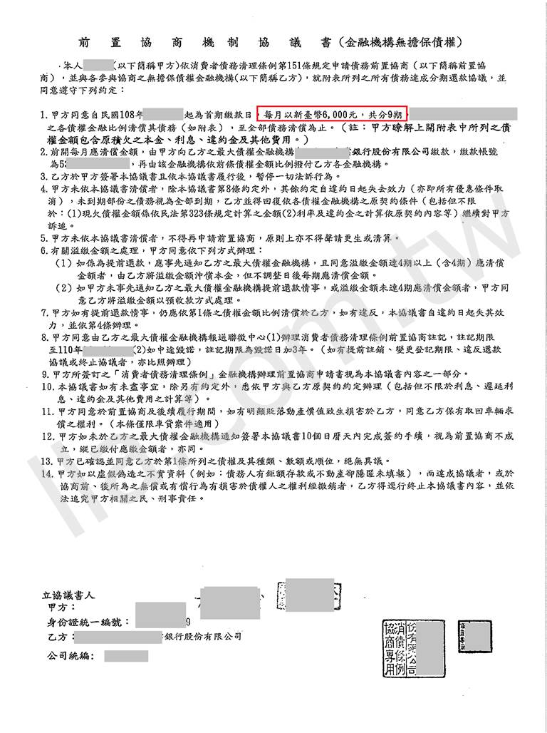 台北富邦,銀行,前置協商,成功,強制扣薪